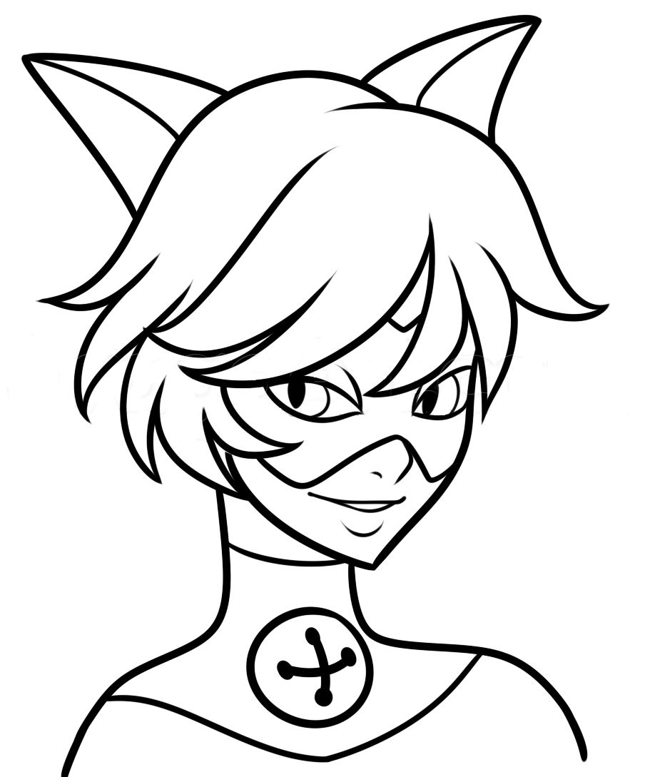 Cat Noir, kleurplaat van Miraculous Verhalen van Ladybug en Cat Noir