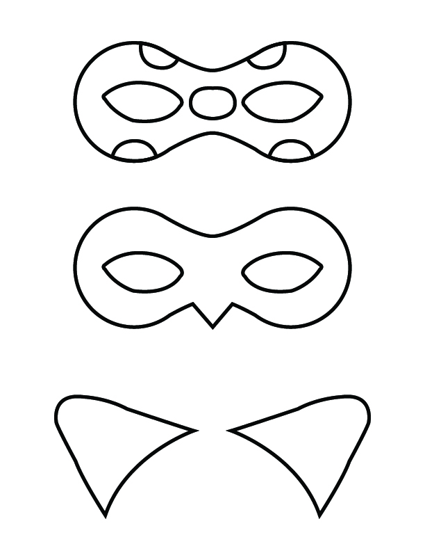 Masks, kleurplaat van Miraculous Verhalen van Ladybug en Cat Noir