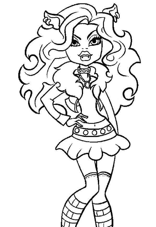 Clawdeen Wolf, kleurplaat van Monster High