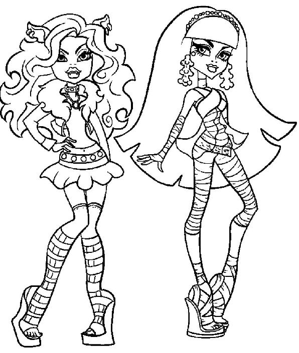 Clawdeen, Cleo, kleurplaat van Monster High