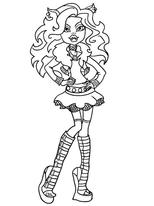 Clawdeen, kleurplaat van Monster High