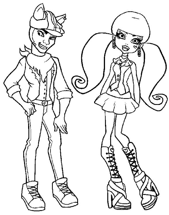 Draculaura, Clawd Wolf, kleurplaat van Monster High
