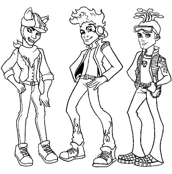 Monster High Boys, kleurplaat van Monster High