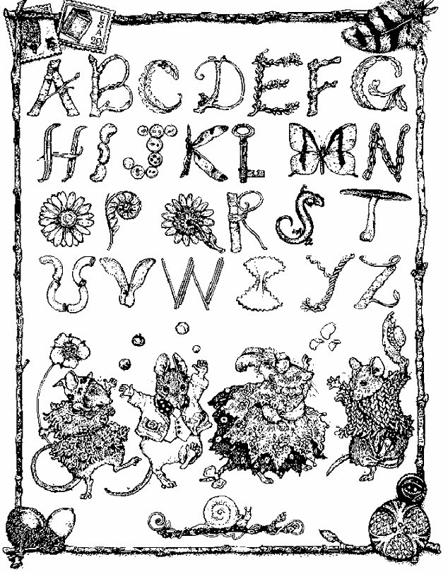 Print Muizen alfabet kleurplaat