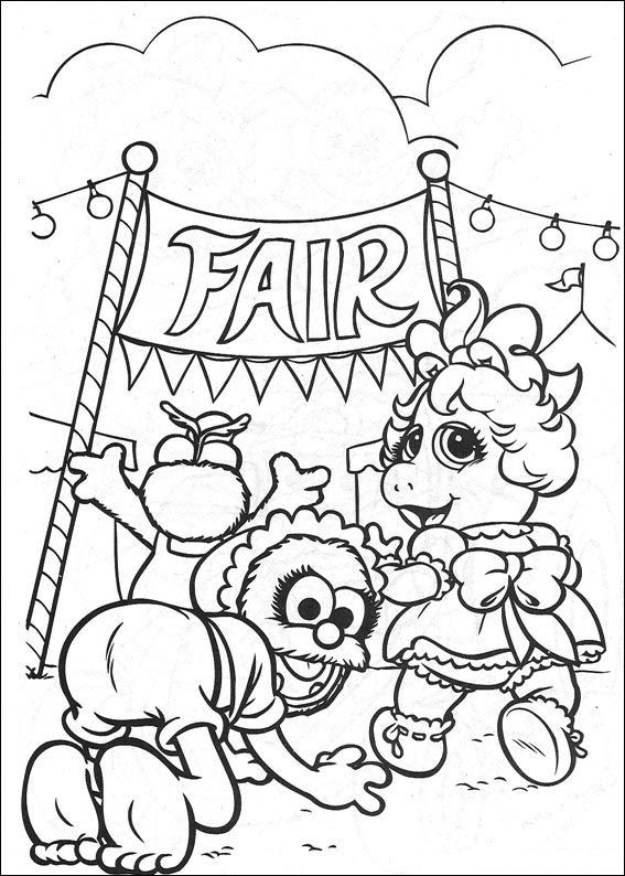 Piggy naar de kermis, kleurplaat van Muppet babies