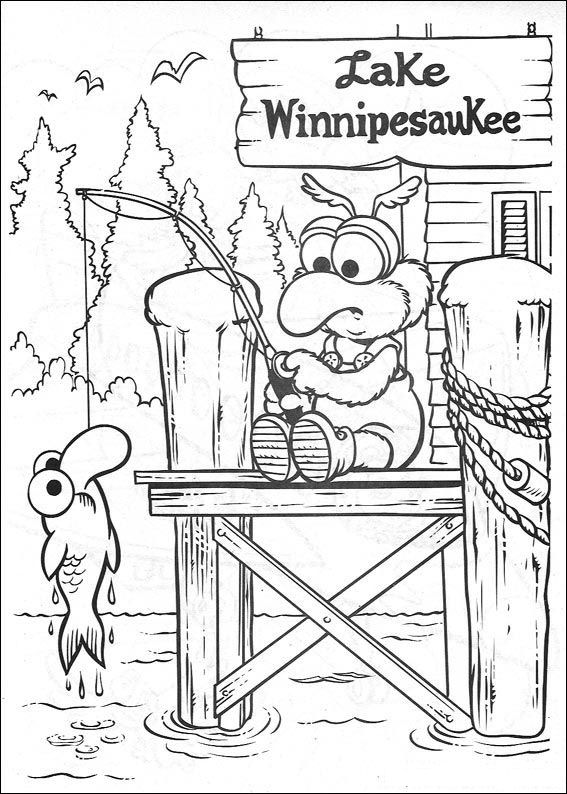 Gonzo vist, kleurplaat van Muppet babies