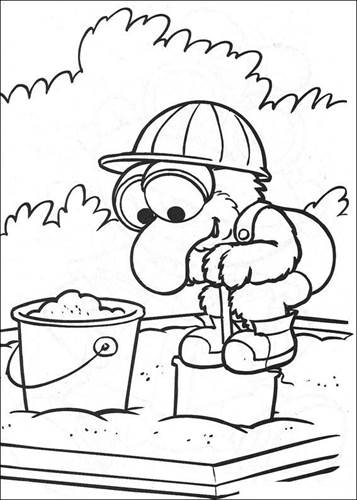 Gonzo in de zandbak, kleurplaat van Muppet babies
