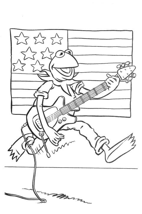 Print Kermit asl Bruce Springsteen kleurplaat
