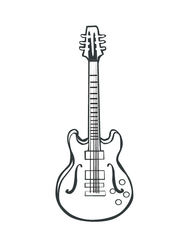 Print Electrisch gitaar kleurplaat