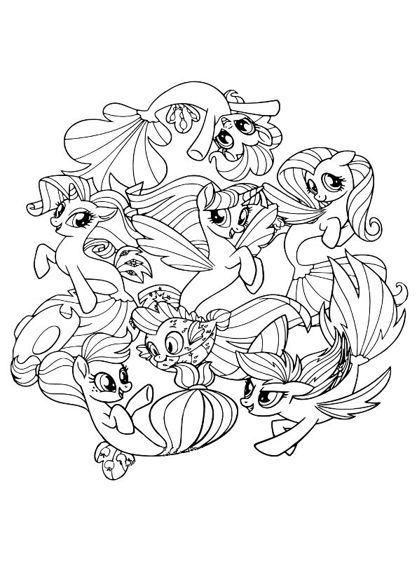 Seaponies, kleurplaat van My Little Pony de Film