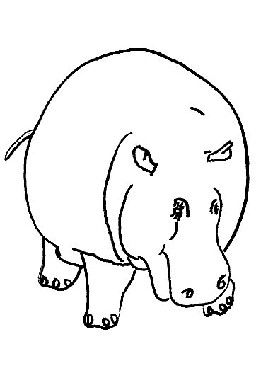 Print Nijlpaard kleurplaat