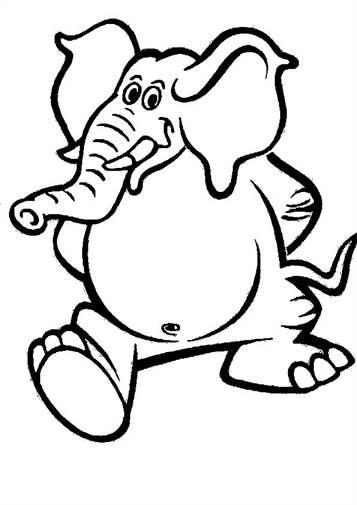 Olifant 1, kleurplaat van Olifanten