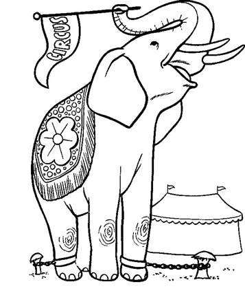 Circus olifant 2, kleurplaat van Olifanten