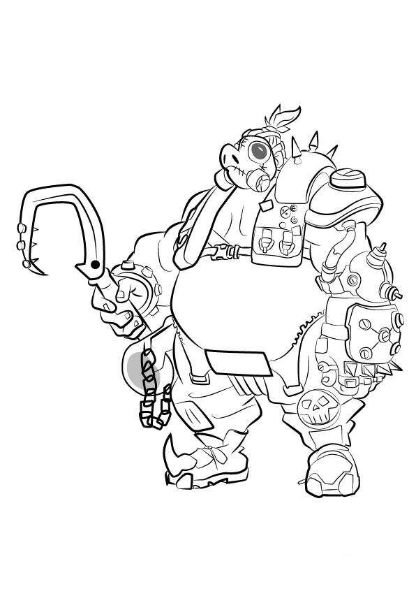 road hog, kleurplaat van Overwatch