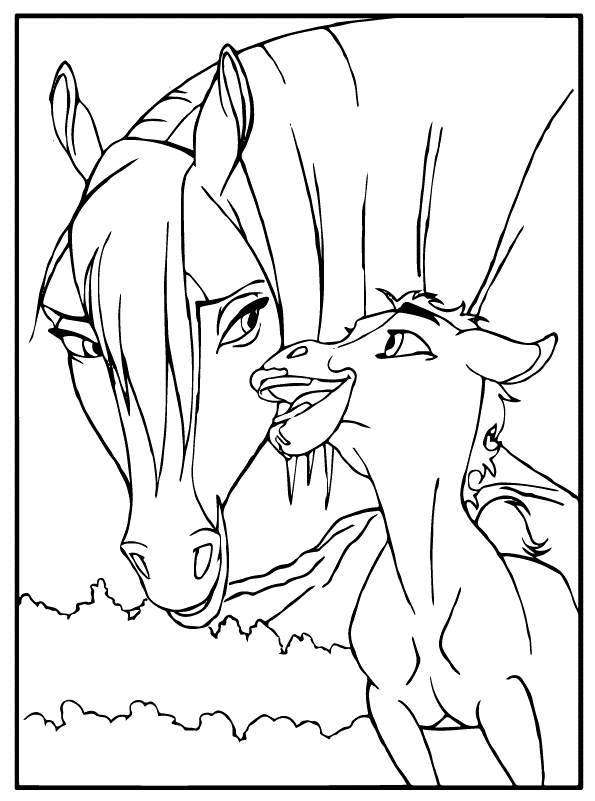 Print Paard en veulen kleurplaat