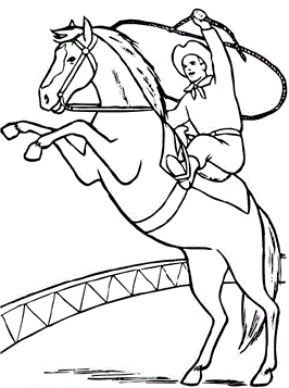 Cowboy, kleurplaat van Paarden