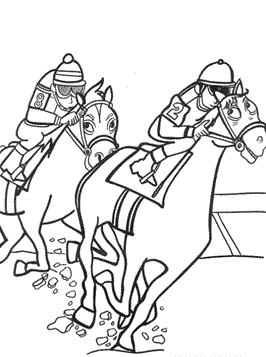 Paarden rennen, kleurplaat van Paarden