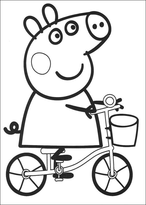Print Peppa op de fiets kleurplaat