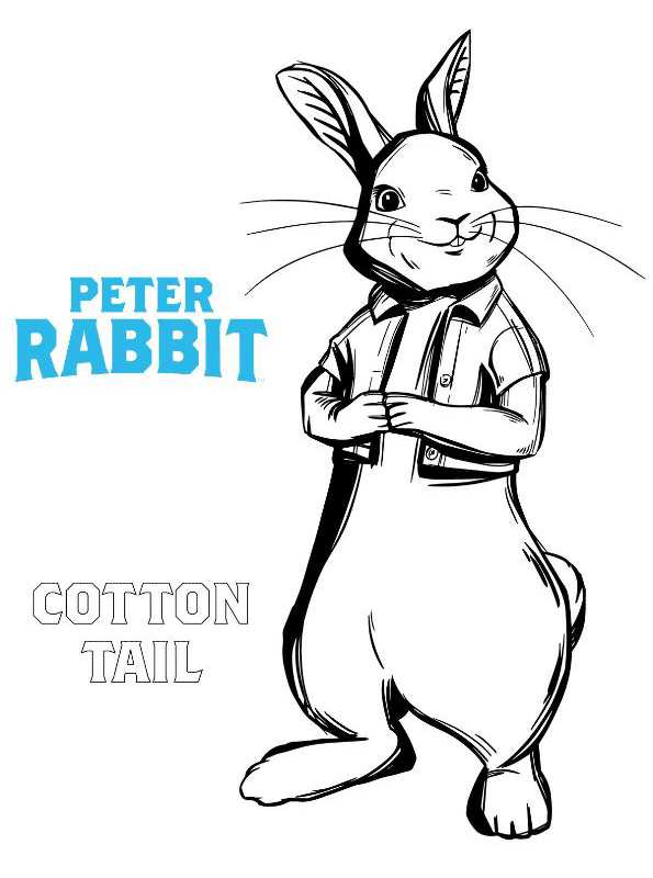 Cotton Tail, kleurplaat van Pieter Konijn of Peter Rabbit 2018