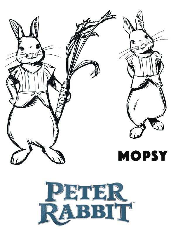 Mopsy Peter Rabbit, kleurplaat van Pieter Konijn of Peter Rabbit 2018