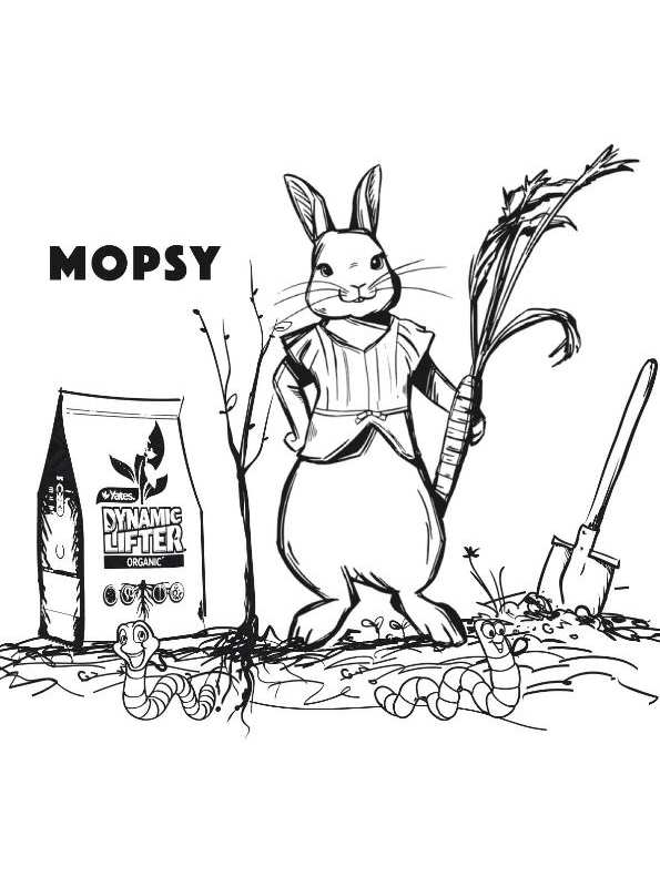 Mopsy Rabbit, kleurplaat van Pieter Konijn of Peter Rabbit 2018