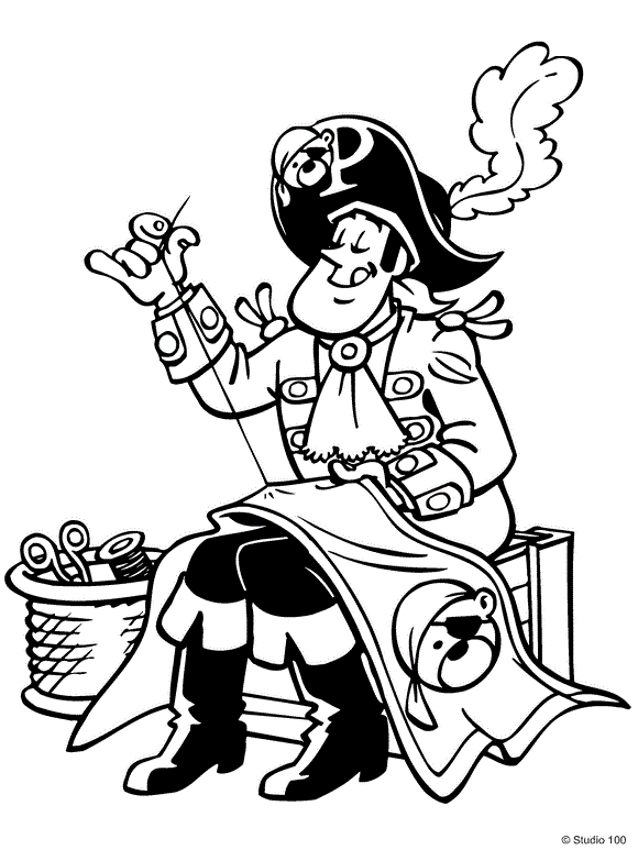 Piet Piraat maskt de vlsg, kleurplaat van Piet Piraat