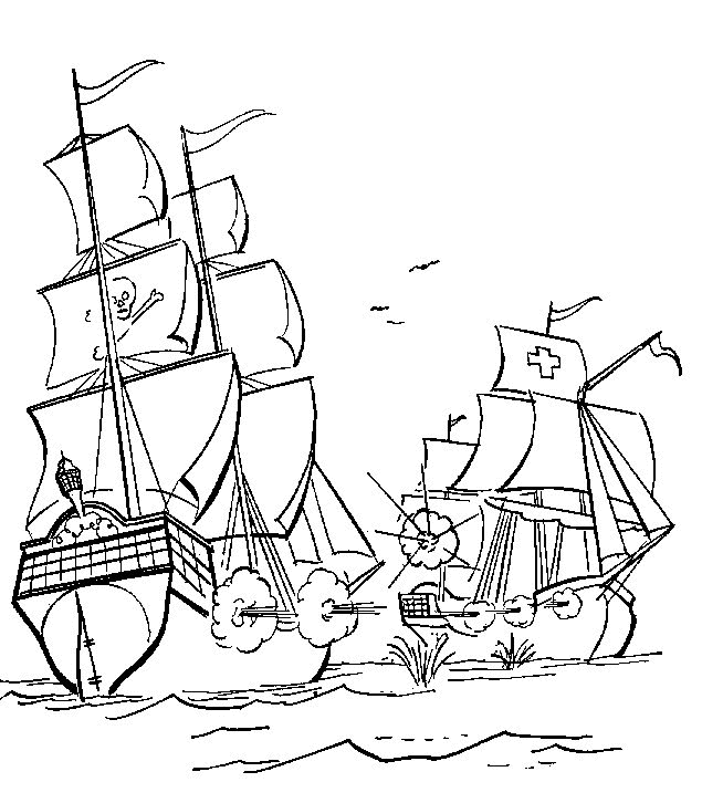 Gevecht tussen piratenschepen