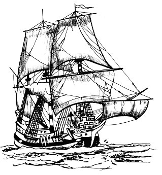 Print Piratenschip kleurplaat
