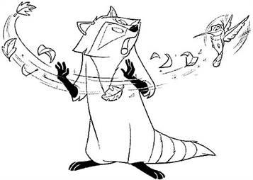 Meeko, de wasbeer, kleurplaat van Pocahontas