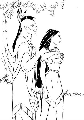 Pocahontas em Kocoum, kleurplaat van Pocahontas