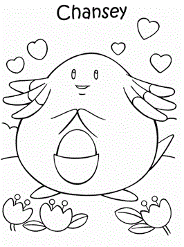 Chansey, kleurplaat van Pokemon
