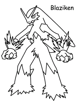 Blaziken, kleurplaat van Pokemon