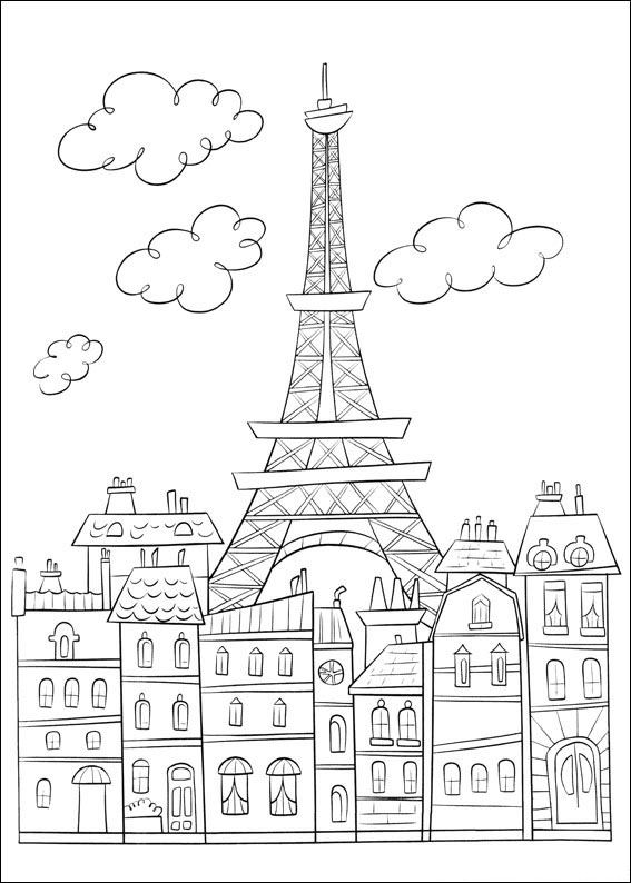 Print Parijs en de Eiffeltoren kleurplaat