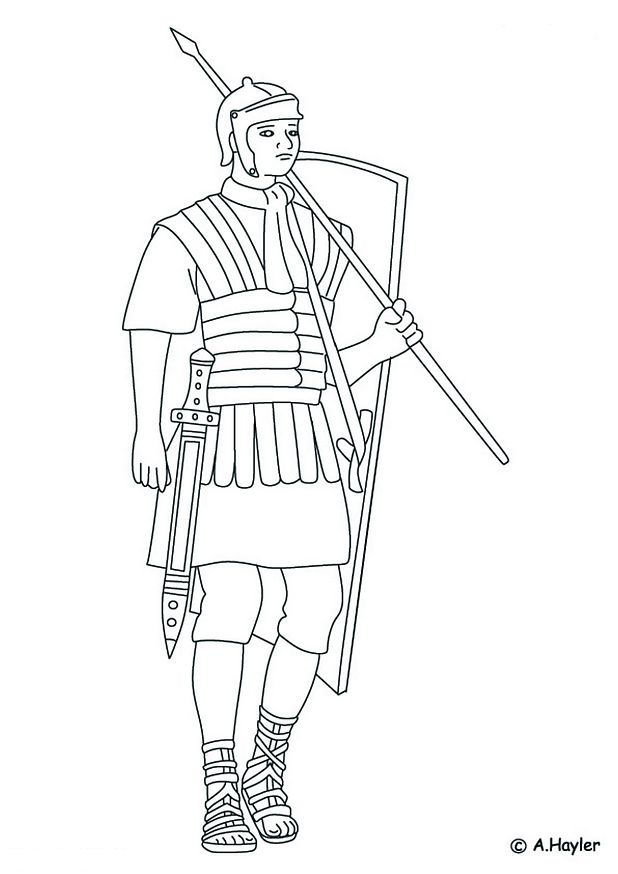 Print Romeinse soldaat kleurplaat