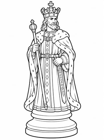 Koning   figuratief, kleurplaat van Schaken