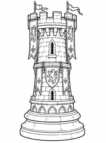 Toren   figuratief, kleurplaat van Schaken