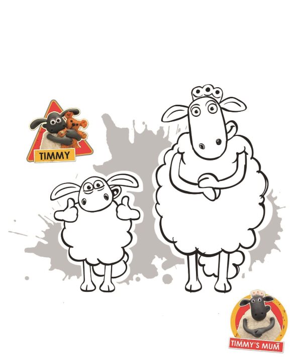 Timmy Mum, kleurplaat van Shaun het schaap de Film