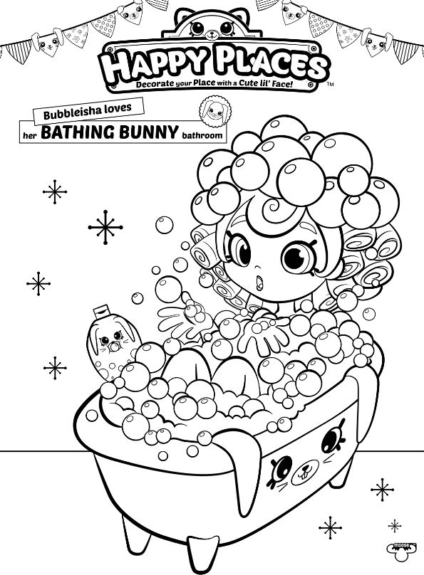 Shopkins Bubbleisha in Bath, kleurplaat van Shopkin Shoppies