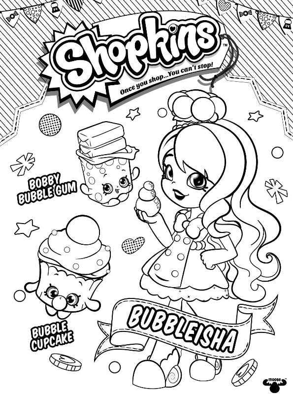Shopkins Bubbleisha, kleurplaat van Shopkin Shoppies