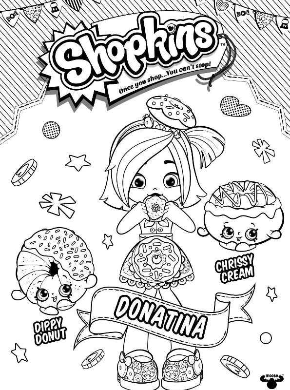 Shopkins Donatina, kleurplaat van Shopkin Shoppies