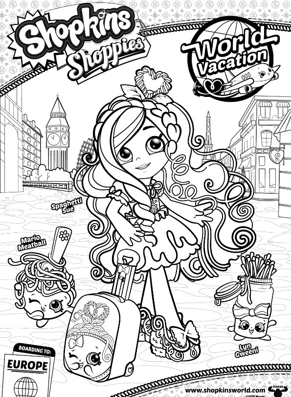 Shopkins Spagetti Sue, kleurplaat van Shopkin Shoppies