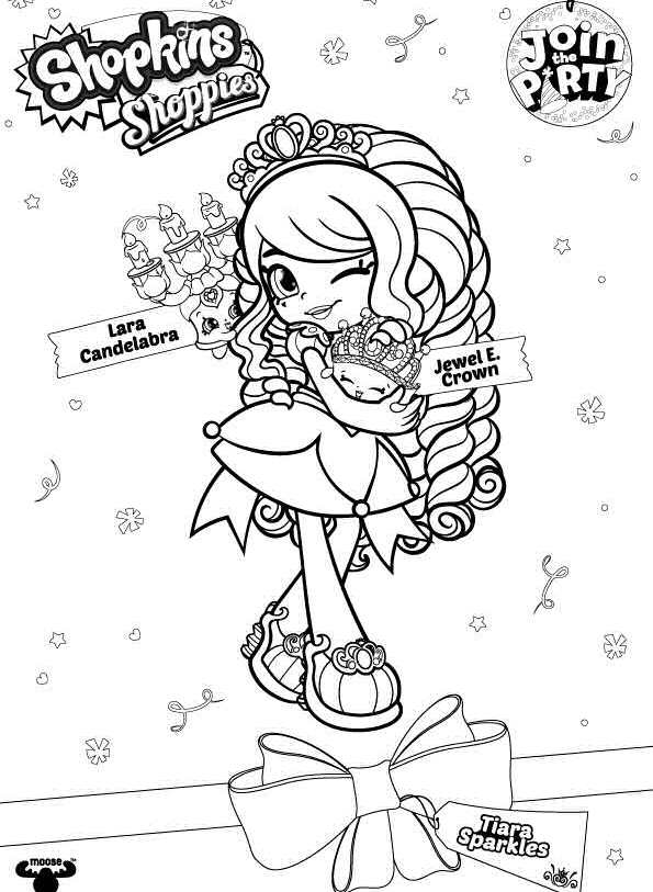 Tiara Sparkles, kleurplaat van Shopkin Shoppies