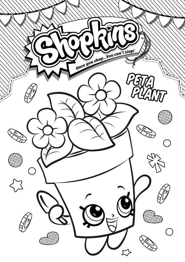 peta plant, kleurplaat van Shopkins