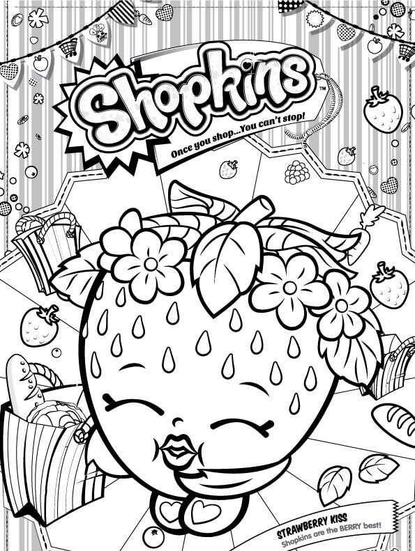 strawberry kiss, kleurplaat van Shopkins