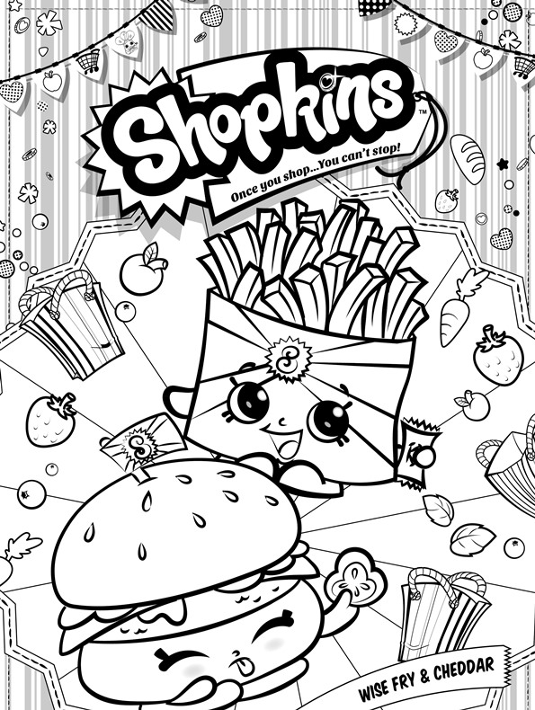 wise fry cheddar, kleurplaat van Shopkins