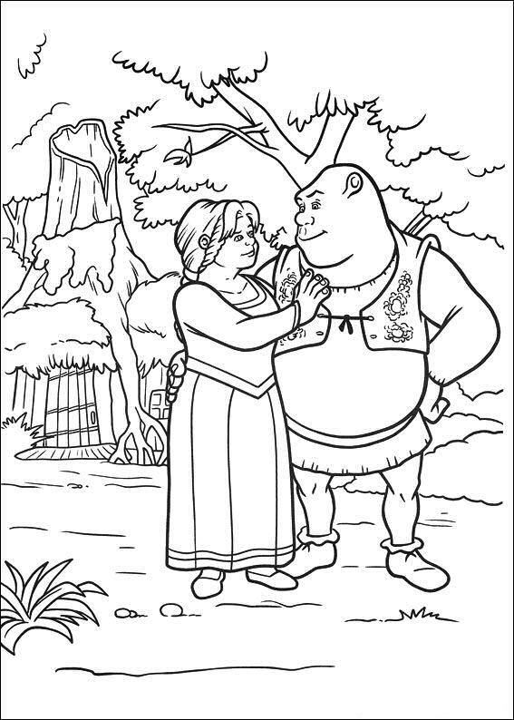 Shrek en Fiona, kleurplaat van Shrek 4 Voor Eeuwig en Altijd(Forever After)