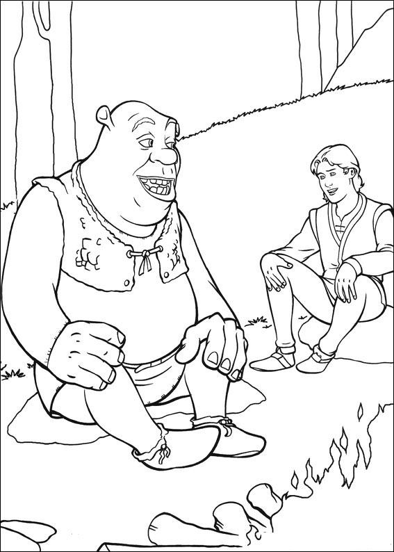 Shrek en Arthur in gesprek, kleurplaat van Shrek de Derde (Shrek 3)