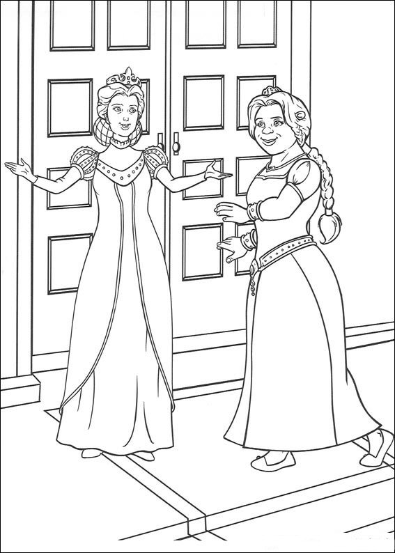 Print Prinses Fiona en de koningin kleurplaat