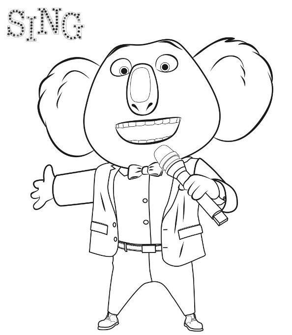 Buster Sing, kleurplaat van Sing