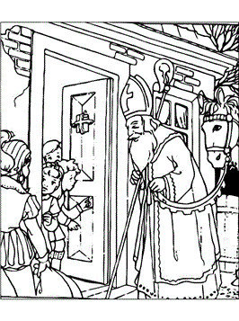 Sint klopt aan, kleurplaat van Sinterklaas